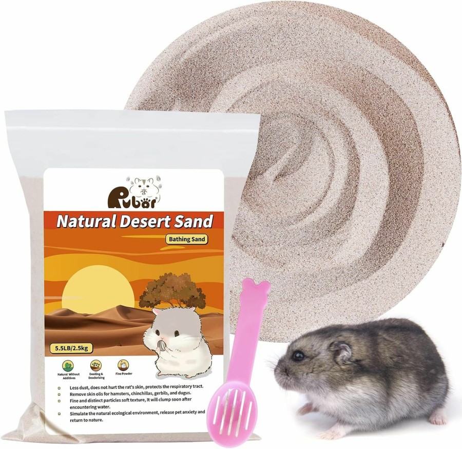 Small Animal Rubor | Rubor Hamster Bath Sand - No-Dust Desert Sand Or Potty Litter Sand For Hamster Chinchillas Gerbil Mice Degu Small Animals - Soft And Healthy - 5.5Lb