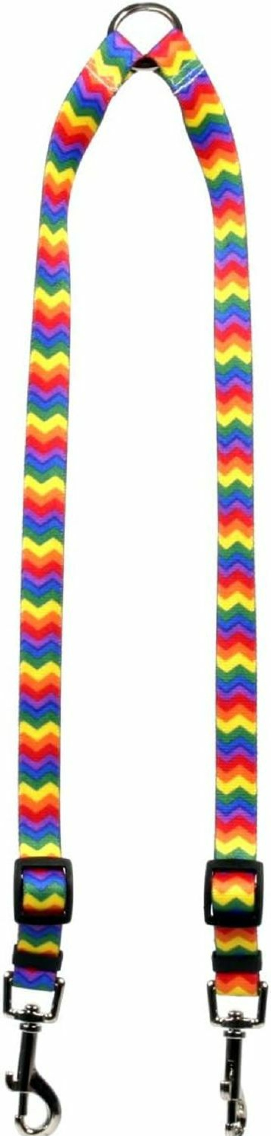 Small Animal Yellow Dog Design | Yellow Dog Design Rainbow Chevron Coupler Dog Leash, Medium-3/4 Wide And 12 To 20\" Long