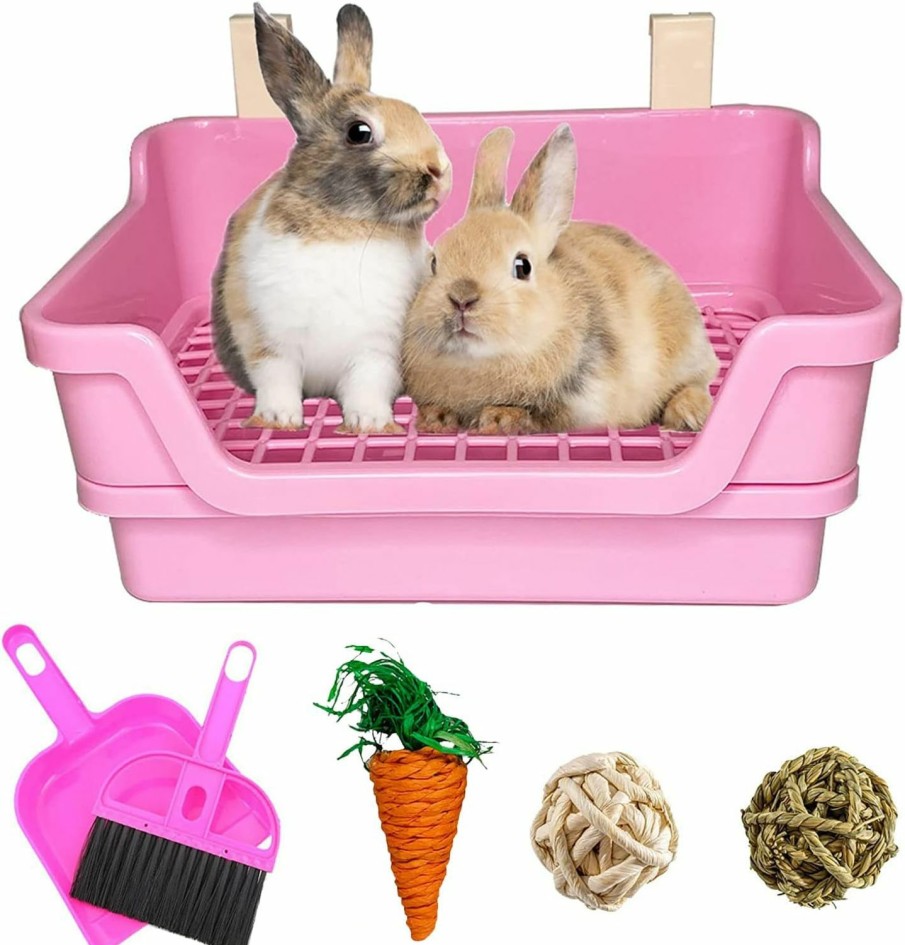 Small Animal kathson | Kathson Extra Large Rabbit Litter Box Trainer Rabbit Toilet Small Animal Potty Bunny Litter Pan Box For Adult Guinea Pig Rats Chinchilla Ferret Galesaur (White)