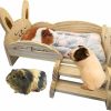 Small Animal Yuimikaka | Yuimikaka Guinea Pig Castle, Wooden Guinea Pig Bed With Cave Stairs And Mat, Small Animal House&Hideout Hut Habitats For Bunnies Guinea Pig Hamster Chinchilla Playing Sleeping Hiding