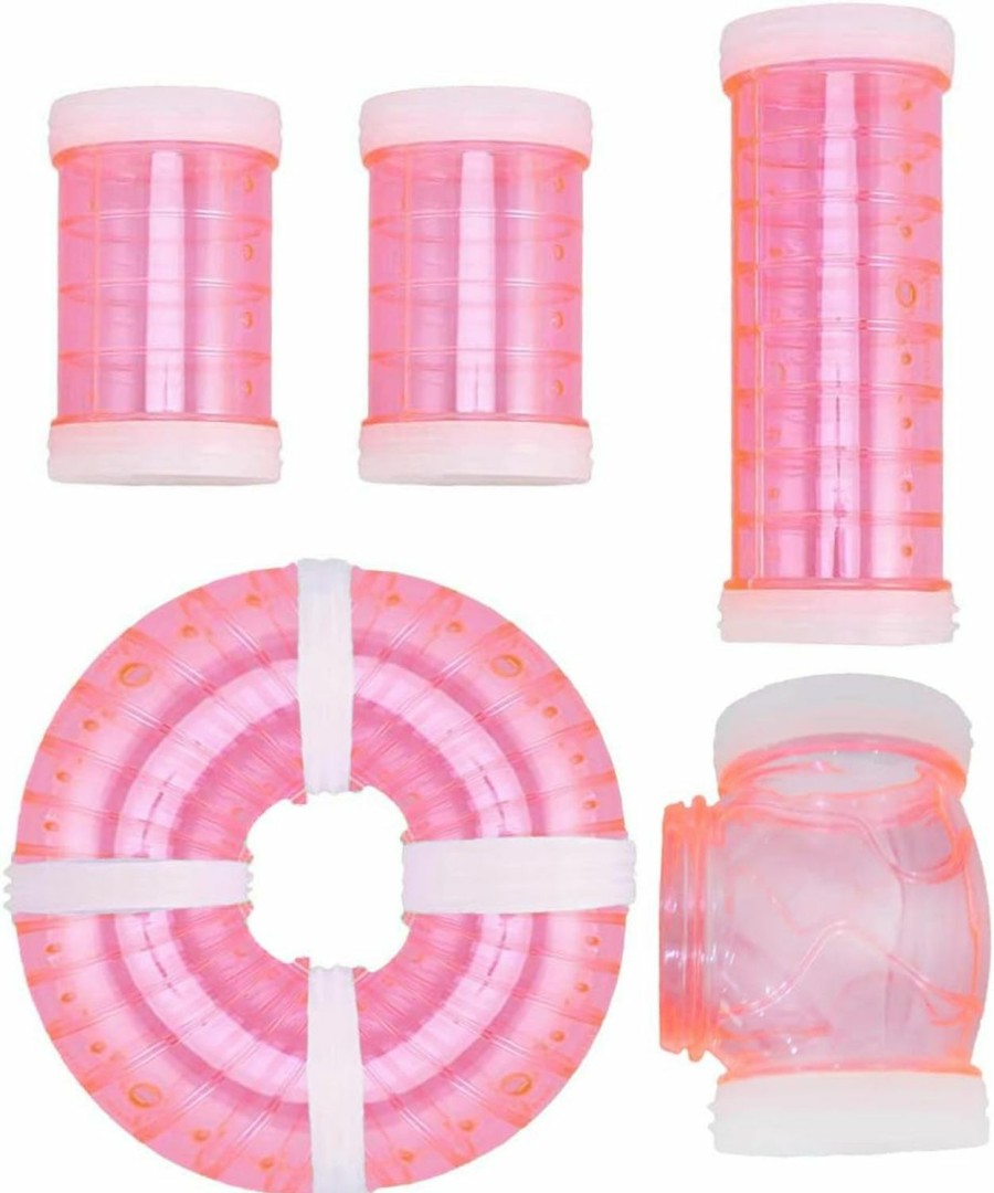 Small Animal WishLotus | Wishlotus Hamster Tubes, Adventure External Pipe Set Transparent Materialhamster Cage & Accessories Hamster Toys To Expand Space Diy Creative Connection Tunnel Track Rat Toy (Pink)