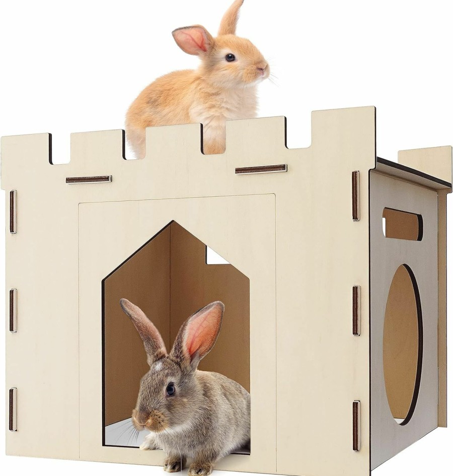 Small Animal HIIMALEX | Hiimalex Sturdy Bunny House With Spacious Perch Hidey Detachable Playhouse For Rabbit Hideout Castle Tower Toys For Indoor Bunnies Guinea Pig Hamster Chinchilla Gerbil (Sturdy Castle)