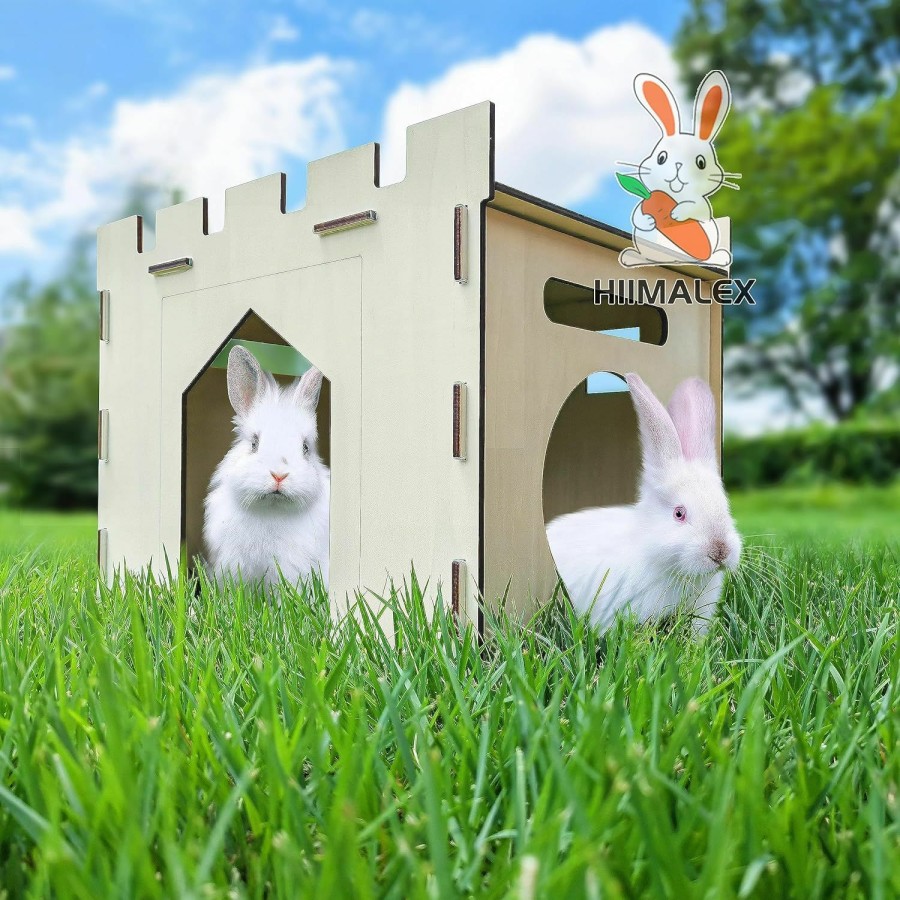 Small Animal HIIMALEX | Hiimalex Sturdy Bunny House With Spacious Perch Hidey Detachable Playhouse For Rabbit Hideout Castle Tower Toys For Indoor Bunnies Guinea Pig Hamster Chinchilla Gerbil (Sturdy Castle)