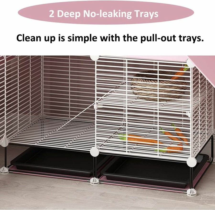 Small Animal DuvinDD | Duvindd 2-Story Small Rabbit Cage Indoor Bunny Hutch With 2 Deep Pull-Out Trays And Urine Guard, Guinea Pig Cage Metal Wire Netting Villa, Small Animals House For Ferret, Chinchilla, Hedgehog