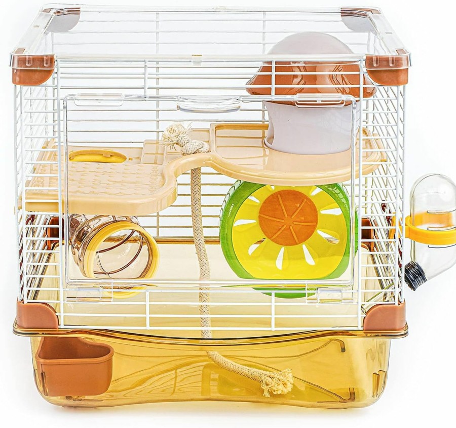 Small Animal YIBOPET | Yibopet Hamster Cage Small Animal Cage 2 Layers Transparent Cage Size：10.6\"(W) X8.1(L) X10.6 (H) Suitable For Hamsters Up To 3.5 Inch In Length