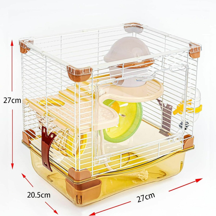 Small Animal YIBOPET | Yibopet Hamster Cage Small Animal Cage 2 Layers Transparent Cage Size：10.6\"(W) X8.1(L) X10.6 (H) Suitable For Hamsters Up To 3.5 Inch In Length