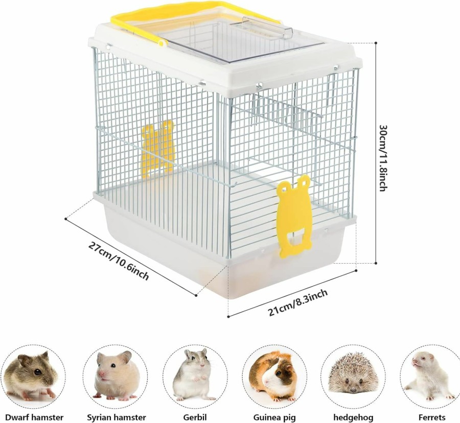 Small Animal Misyue | Misyue Hamster Travel Portable Carrier Cage Small Animal Carry Case With Water Bottle&Foodbowl& For Dwarf Hamster,Ferrets,Hedgehog,Chinchilla,Guinea Pig(White)