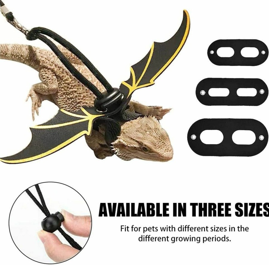 Small Animal DONGKER | Bearded Dragon Lizard Leash Harness,Adjustable Small Animal Harness With 3 Size Pack Wing For Outdoor Bearded Dragon Lizard Reptiles Walking