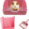 Small Animal WEWAYKGJ | Wewaykgj Rabbit Litter Box Bunny Potty Box Guinea Pig Hay Rack Feeder Rabbits Corner Litter Pan Potty Trainer Pet Toilet With Cleaning Set For Hamster, Guinea Pig, Ferret And Other Animals (Pink)