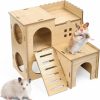 Small Animal CuffUp | Cuffup Hamster House Hamster Hideout, Large Wood Guinea Pig Cottage Hamster Cage Accessories With Slide, Delightful Hamster Maze And Hamster Stuff, Suitable For Chinchilla And Small Rabbit Habitats