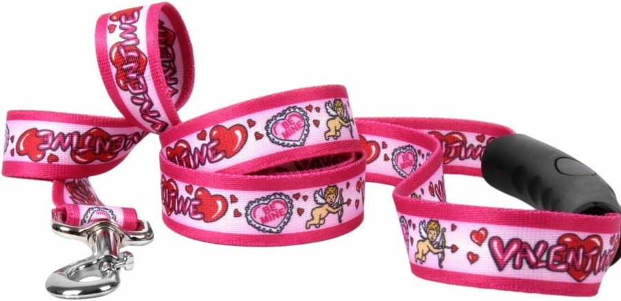 Small Animal Yellow Dog Design | Yellow Dog Design Be My Valentine Ez-Grip Dog Leash With Comfort Handle, Small/Medium