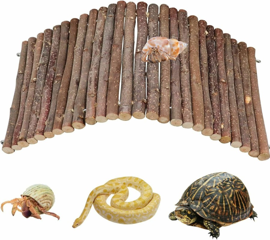 Small Animal Dnoifne | Hermit Crab Climbing Toys, Wooden Hermit Crab Hideout, Reptile Tank Habitat Decor, Bendable Ladder Bridge Tunnel Toys For Lizard Chameleon Hamster Rats Chinchilla Guinea Pig Rabbit Bearded Dragon