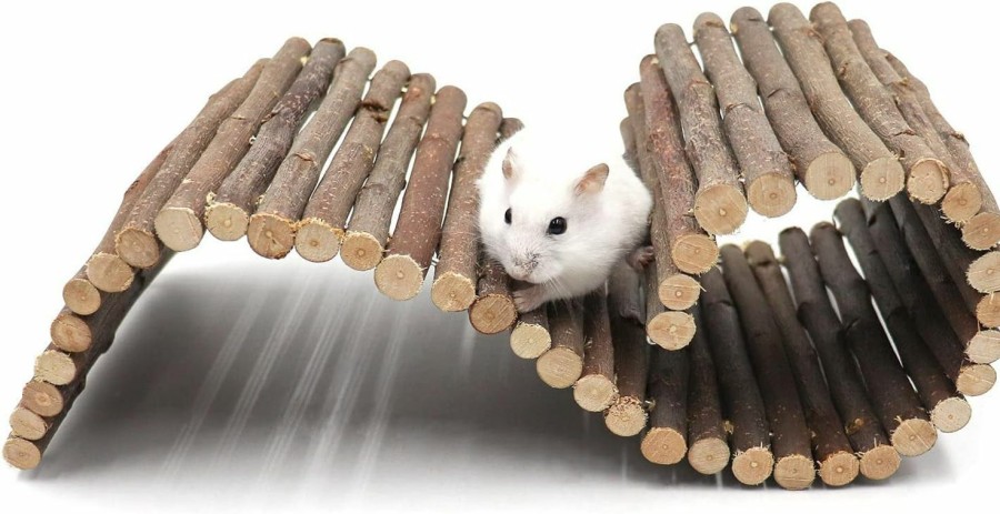 Small Animal Dnoifne | Hermit Crab Climbing Toys, Wooden Hermit Crab Hideout, Reptile Tank Habitat Decor, Bendable Ladder Bridge Tunnel Toys For Lizard Chameleon Hamster Rats Chinchilla Guinea Pig Rabbit Bearded Dragon