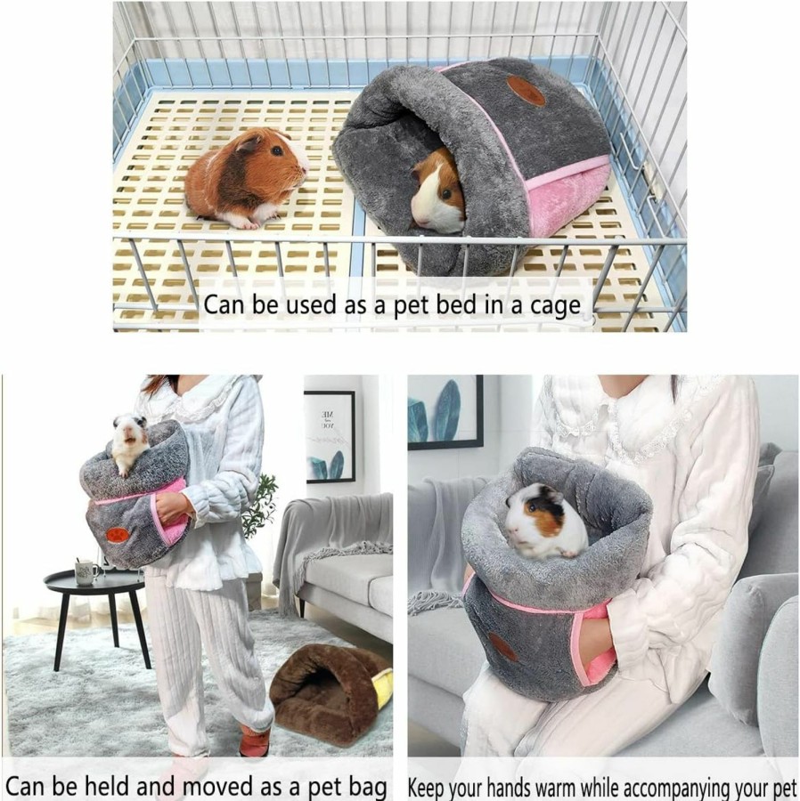 Small Animal LEFTSTARER | Leftstarer Guinea Pig Bed Cuddle Sack Warm Soft And Cuddly Carrier Nest House Cage Accessories For Rat Ferret Hedgehog Squirrel Chinchilla Small Animal Sleeping Bedding (1.Grey)