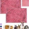 Small Animal VOZRELS | Vozrels Guinea Pig Cage Liner Bedding 2 Pcs, Extra Absorbent Guinea Pig Bed Mat Washable, Non-Slip Fleece Blanket For Rabbit Cage Accessories (Pink)