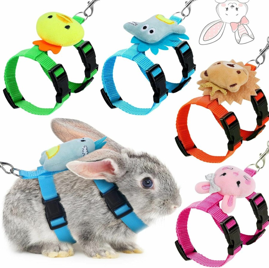 Small Animal Tondiamo | Tondiamo 4 Sets Adjustable Bunny Rabbit Harness And Leash Set Small Pet Cute Vest Harness Leash With Decoration For Bunny Ferret Small Pets(Fruit)