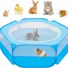 Small Animal Amakunft | Amakunft Guinea Pig Playpen With Cover, Hamster Playpen With Anti Escape Top, Rabbit Pop Up Playpen With Roof, Small Animal Play Pen Indoor, For Bunny/Chinchilla/Bearded Dragon/Rat/Kitten/Cat (Pink)