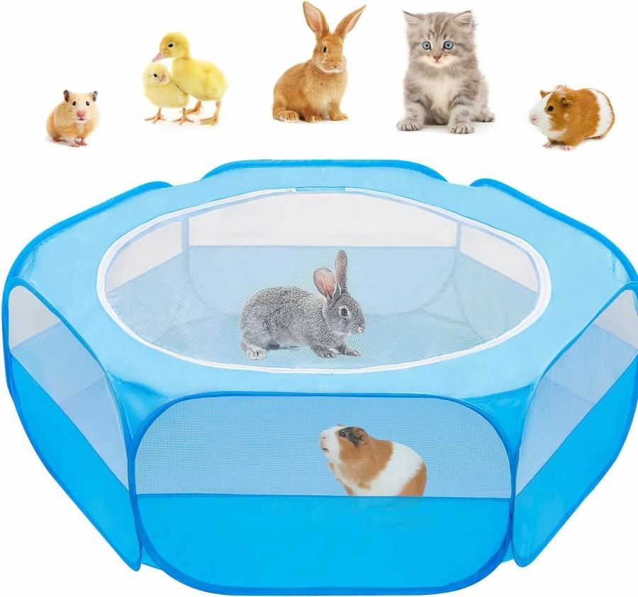 Small Animal Amakunft | Amakunft Guinea Pig Playpen With Cover, Hamster Playpen With Anti Escape Top, Rabbit Pop Up Playpen With Roof, Small Animal Play Pen Indoor, For Bunny/Chinchilla/Bearded Dragon/Rat/Kitten/Cat (Pink)