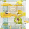 Small Animal PINVNBY | Pinvnby Portable Hamster Cage Large 3-Floors Hamster Habitat Small Animal Critter Enclosure With Bedroom, Kettle, Track, Food Box, Slide Etc Mouse Mice Habitat Gerbil House For Hamsters (Blue)