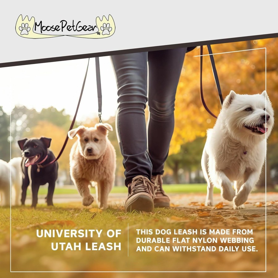 Small Animal Moose Pet Wear | Moose Pet Wear Dog Leash University Of Utah Utes Pet Leash, Made In The Usa 1 Inch Wide X 4 Feet Long, Logo Fiber