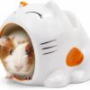 Small Animal KRIZJUES | Hamster Habitat, Ceramic Hamster House Hut Cave Hideaway, Small Pet Animal Nest Hideout Cage Accessories For All Season Syrian Rabbit Gerbil Chichilla Hedgehog Sugar Glider Gerbils Rat 1 Pack(Orange)