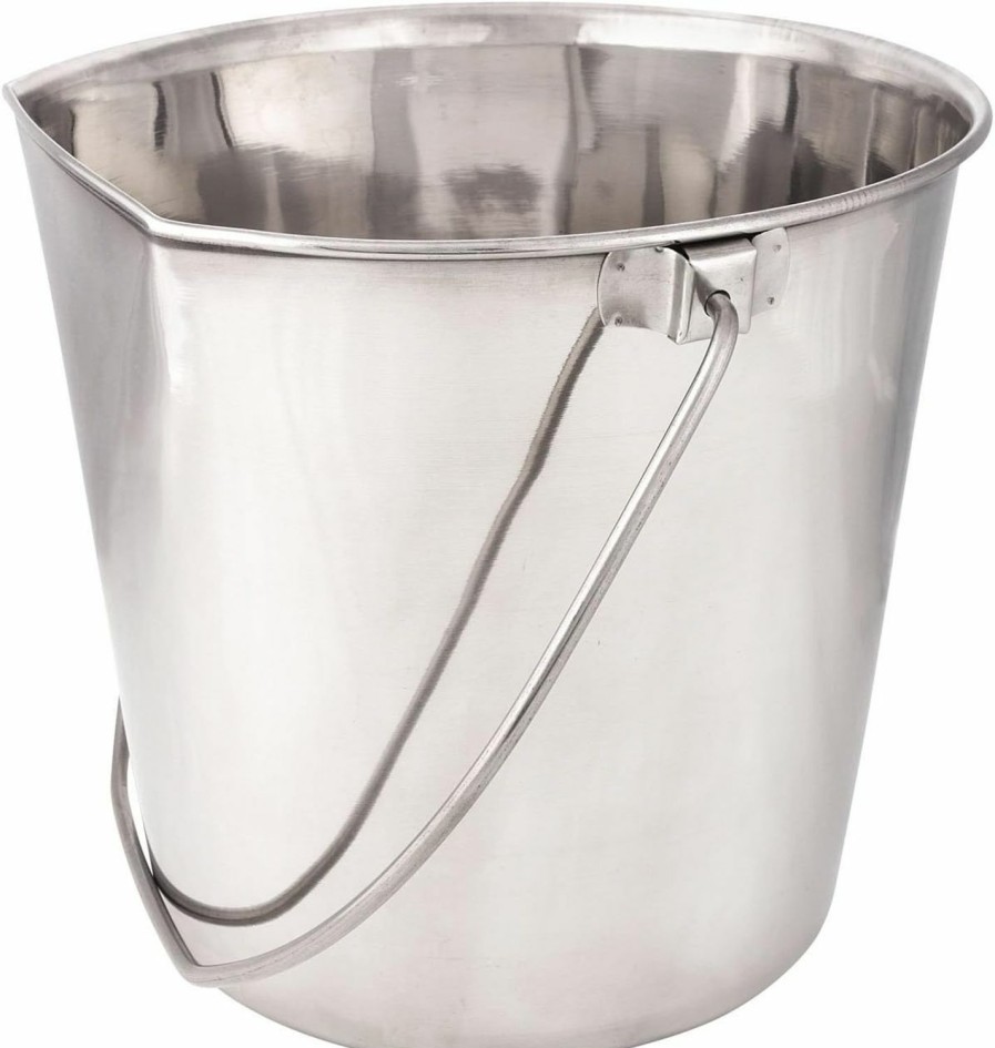 Small Animal Pro Select | Proselect Stainless Steel Flat Sided Pails — Durable Pails For Fences, Cages, Crates, Or Kennels - 6\", 2-Quart