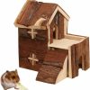 Small Animal Wontee | Wontee Hamster Wood House Hamster Hideout Hut For Dwarf Hamsters Mice Small Gerbils (A- Castle House)