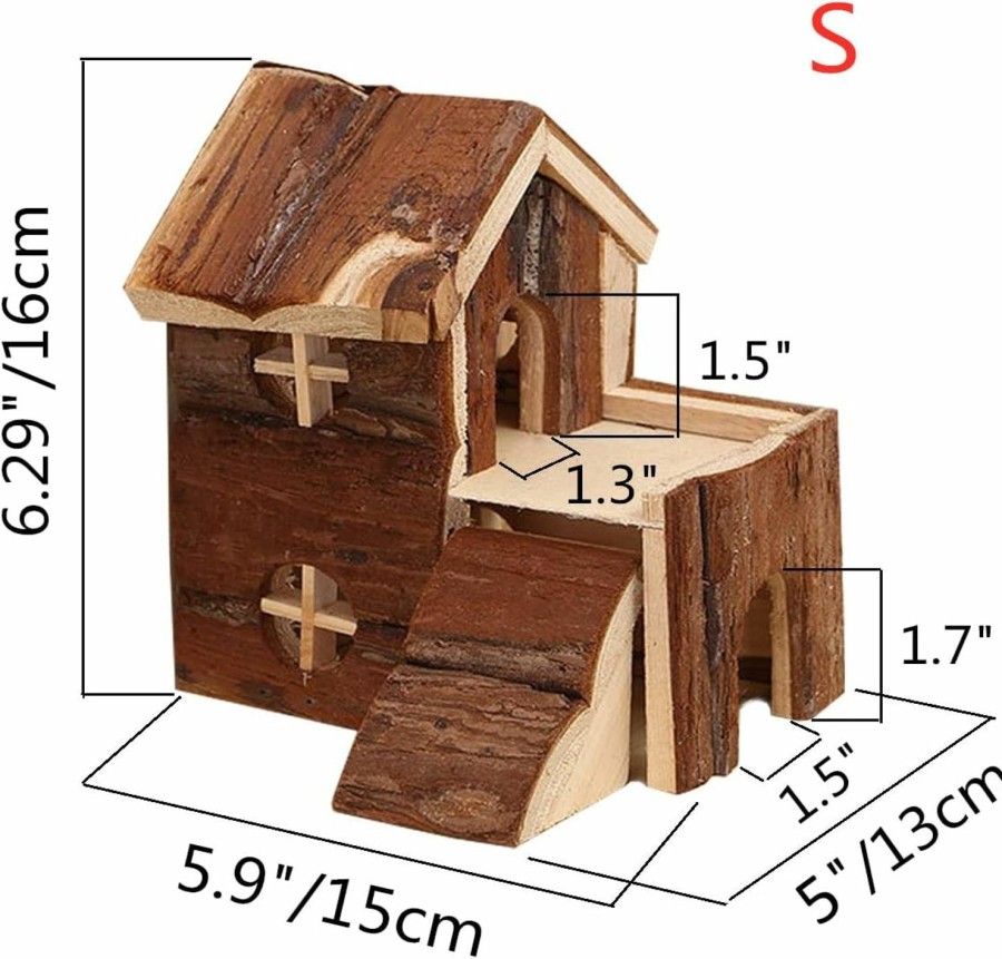 Small Animal Wontee | Wontee Hamster Wood House Hamster Hideout Hut For Dwarf Hamsters Mice Small Gerbils (A- Castle House)