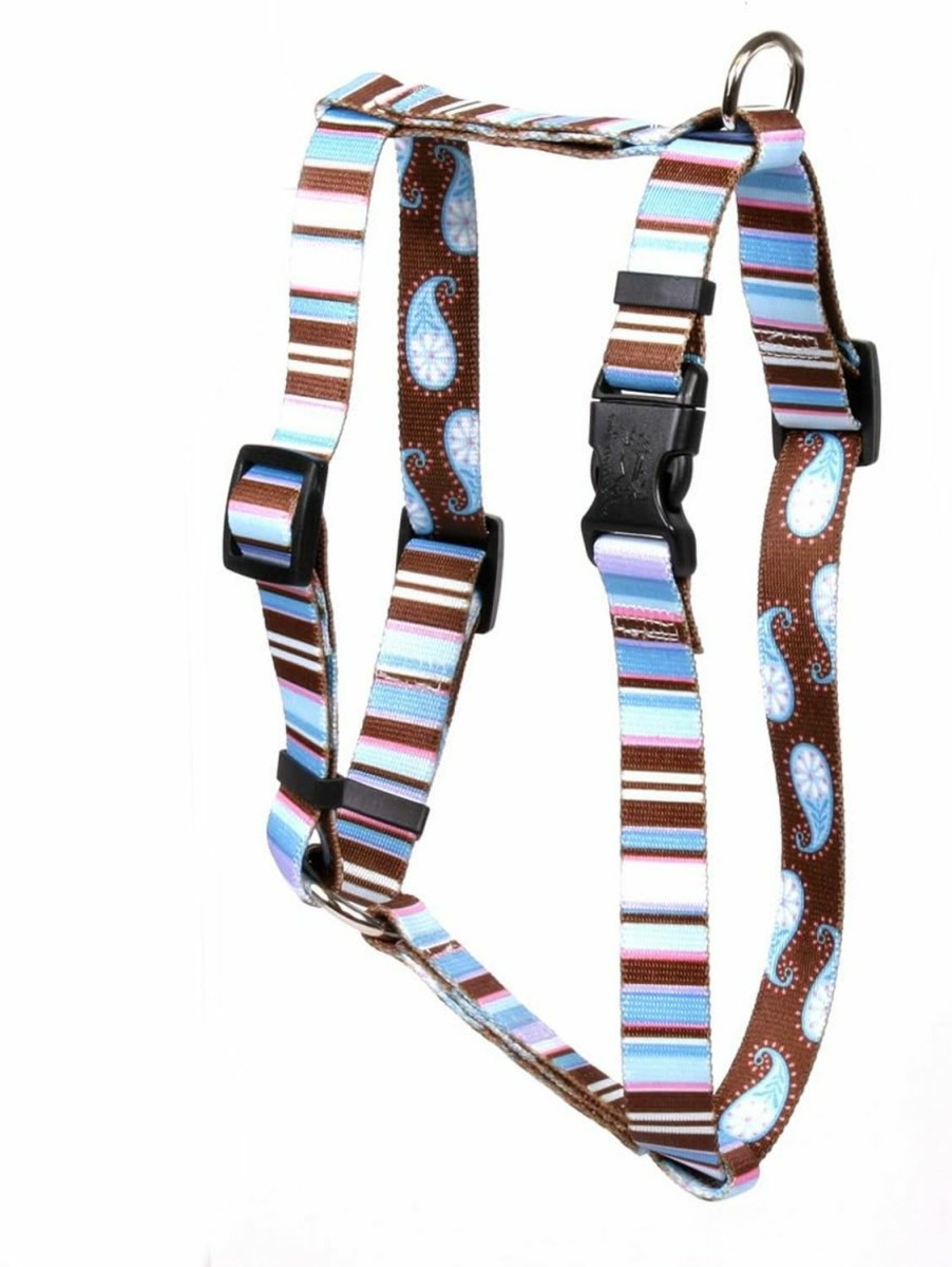 Small Animal Yellow Dog Design | Yellow Dog Design Brown Stripes Roman Style H Dog Harness, Small/Medium