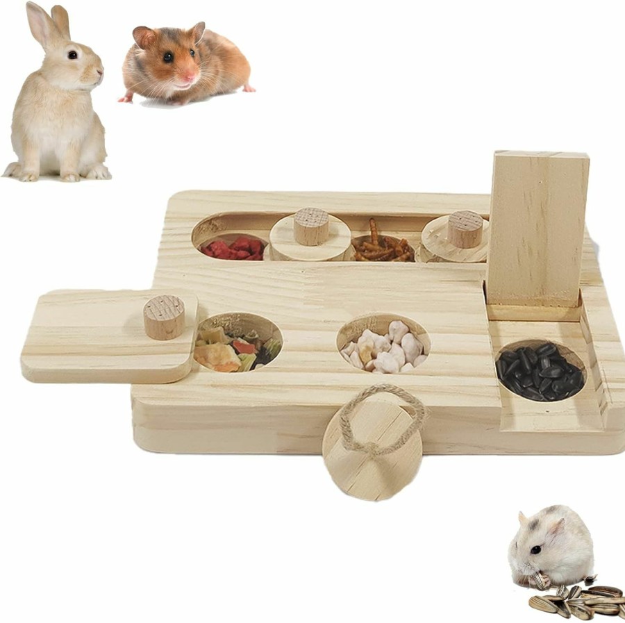 Small Animal Cdipesp | Cdipesp Wooden Rat Foraging Toy 7\"X 5.1\" Boredom Breaker Rabbit Enrichment Toys Interactive Treat Dispenser For Guinea Pig,Rabbit,Bunny,Hamster,Hedgehog, Chinchilla, Mouse,Rats,Sugar Gilders