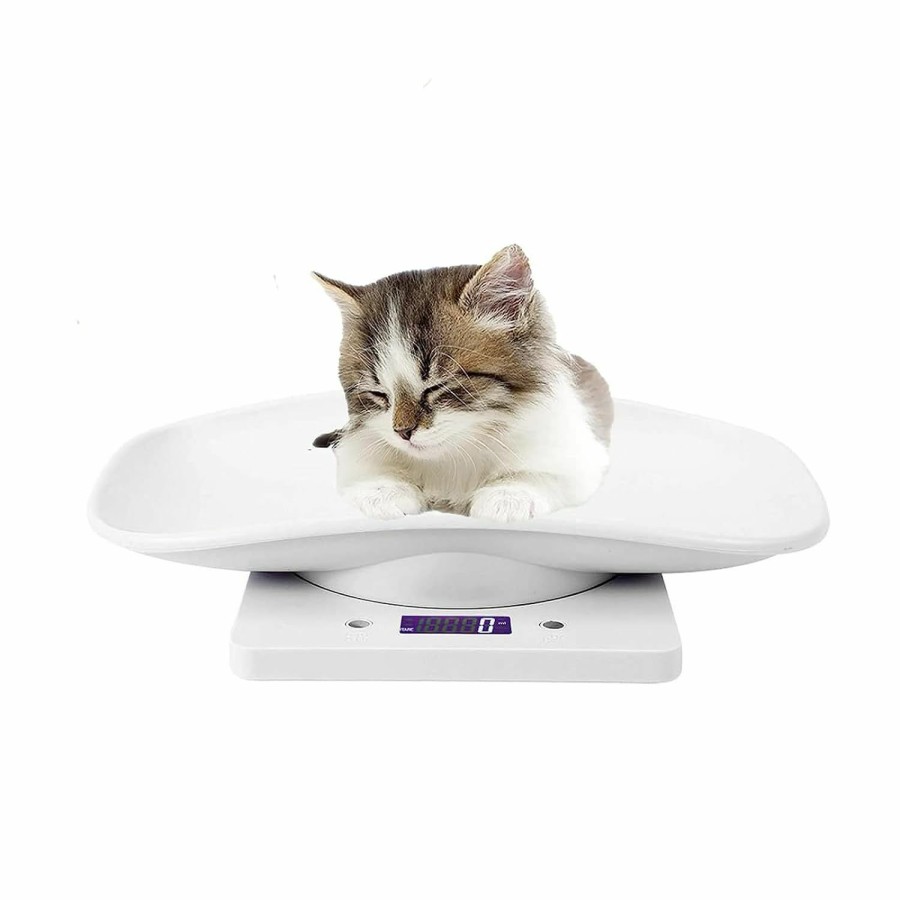 Small Animal Ahdaskoo | Ahdaskoo Digital Pet Scale,Max 33 Lbs Lcd Display Small Animal Scale,G / Ml / Lb /Oz,Multifunction Non Slip Kitchen Food Scale For Hamster Kitten Puppy Hamster Little Bird,White