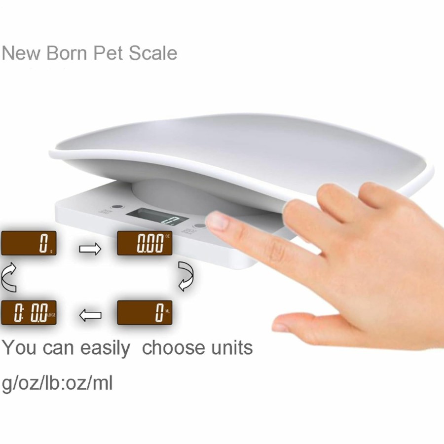 Small Animal Ahdaskoo | Ahdaskoo Digital Pet Scale,Max 33 Lbs Lcd Display Small Animal Scale,G / Ml / Lb /Oz,Multifunction Non Slip Kitchen Food Scale For Hamster Kitten Puppy Hamster Little Bird,White