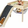 Small Animal Generic | Guinea Pigs Hammock With Platform, Safe Wooden Hideout With Stairs For Hamsters Gerbils Rabbits Ferrets, Durable Small Pet Bed For Piggies Chinchilla Rat Bunny, Single Hammock