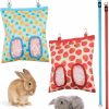 Small Animal HACRAHO | Hacraho Pet Hay Feeding Bag, 2 Pcs Rabbit Feeding Bag Hanging Feeder Sack Storage With 2 Holes For Rabbit Hamsters Chinchilla Guinea Pig Small Pets, Strawberry And Pineapple