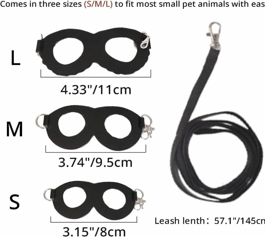 Small Animal MANON ROSA | Manon Rosa Sugar Gliders Harness Leash Set - 3 Pcs Training Walking Gear Small Animal Adjustable Traction Ropes Vest For Squirrels Hamsters Rats Gerbils Reptiles Bearded Dragon Lizards Black