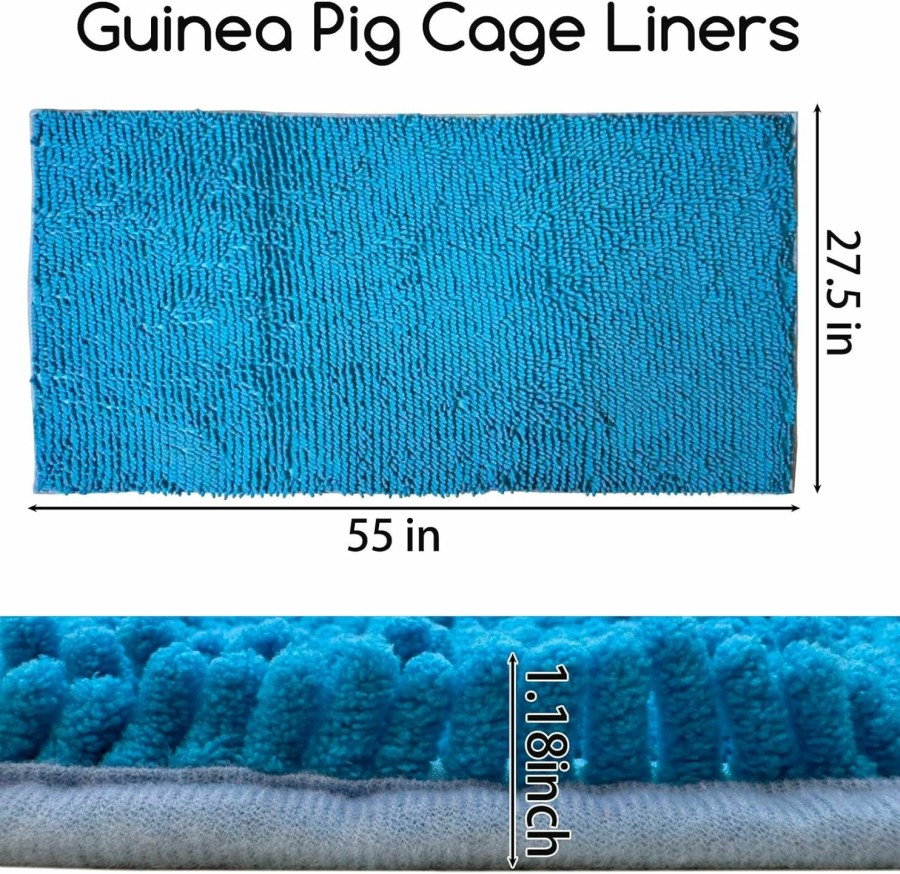 Small Animal Apatal | Apatal Large Guinea Pig Cage Liners Washable 55\" X 27.5\" Guinea Pig Pee Pads Absorbent Chenille Small Animal Mats For Cage For Rabbit Chinchilla Ferret Hedgehog Blue