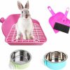 Small Animal kathson | Kathson Rabbit Litter Box, Bunny Corner Litter Pan, Pet Toilet Potty Trainer Bedding Box With Detachable Hanging Pet Cage Bowl For Rabbit Bunny Guinea Pig Ferrets Chinchilla(Blue)