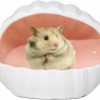 Small Animal Woleigiao | Summer Cool Ceramic Hamster Hideout - Shell Shape Chinchilla House, Sand Bath, And Accessories - Small Animal Hideaway For Guinea Pigs, Mice, Gerbils, Hedgehogs, And More (Pink)