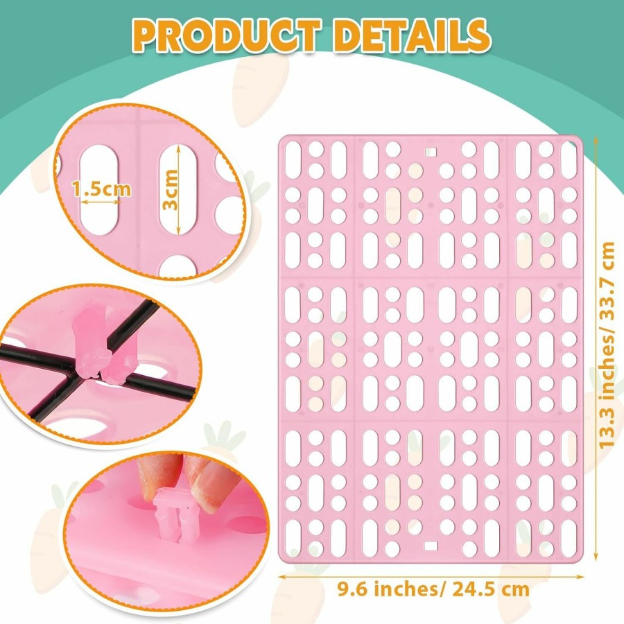 Small Animal BBTO | Bbto 24 Pieces Plastic Rabbit Cage Mat Durable Rabbit Feet Pad Small Animal Feet Pad Cage Resting Mat With A Convenient Connectors, Bunny Pads For Easy Cleaning For Bunny Rat Guinea Cats(Pink)