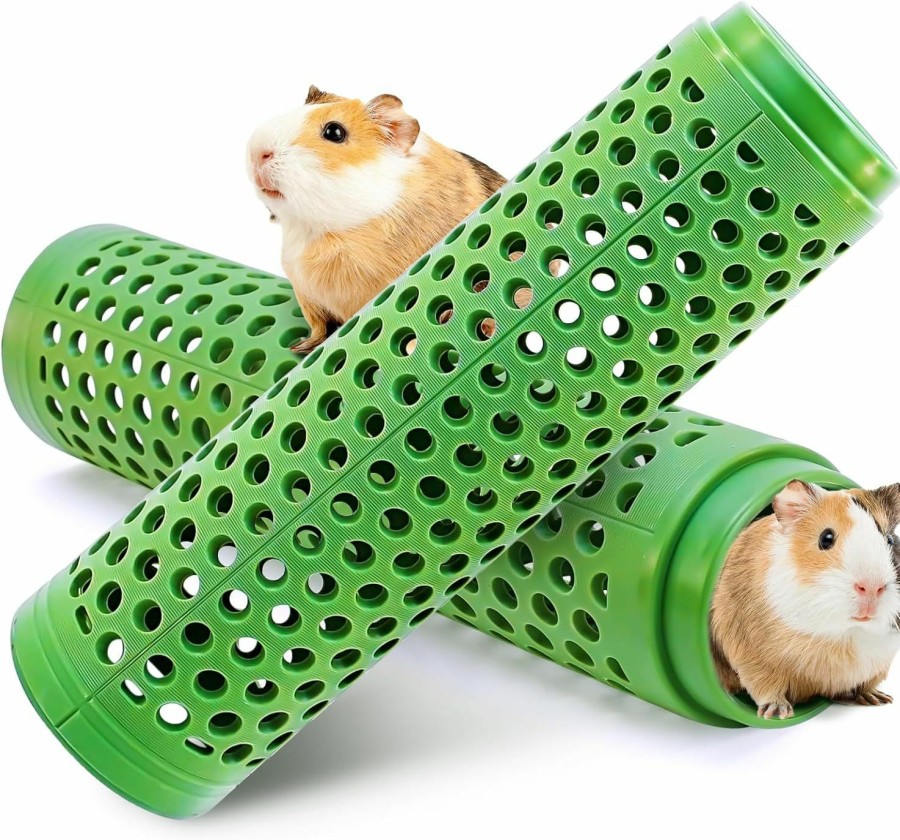 Small Animal UNIFAMILY | Unifamliy 2Pcs Green Guinea Pig Tunnel, Plastic Rat Tunnel Toys For Cage, Pet Tunnel For Puzzle Exercising Hiding Training Climbing, Guinea Pig Hideout, Rat Tunnels And Tubes For Cage