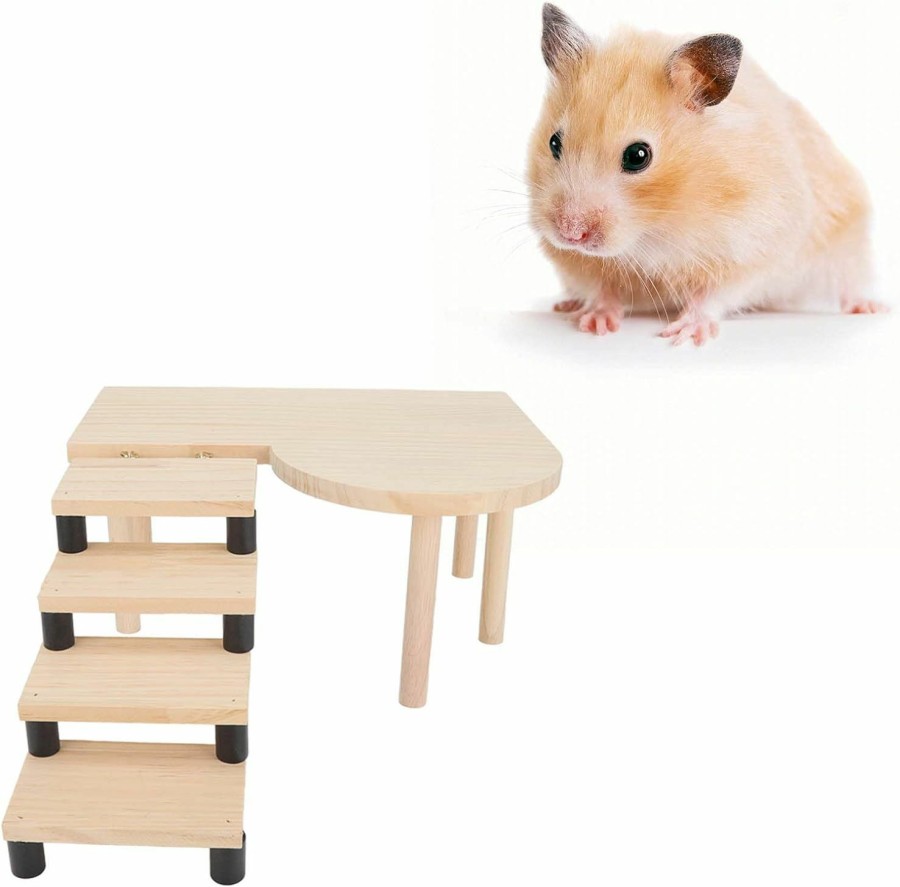 Small Animal GLOGLOW | Gloglow Hamster Wooden Platform And Stairs, Hamster Platform Exquisite For Small Pets For Guinea Pigs