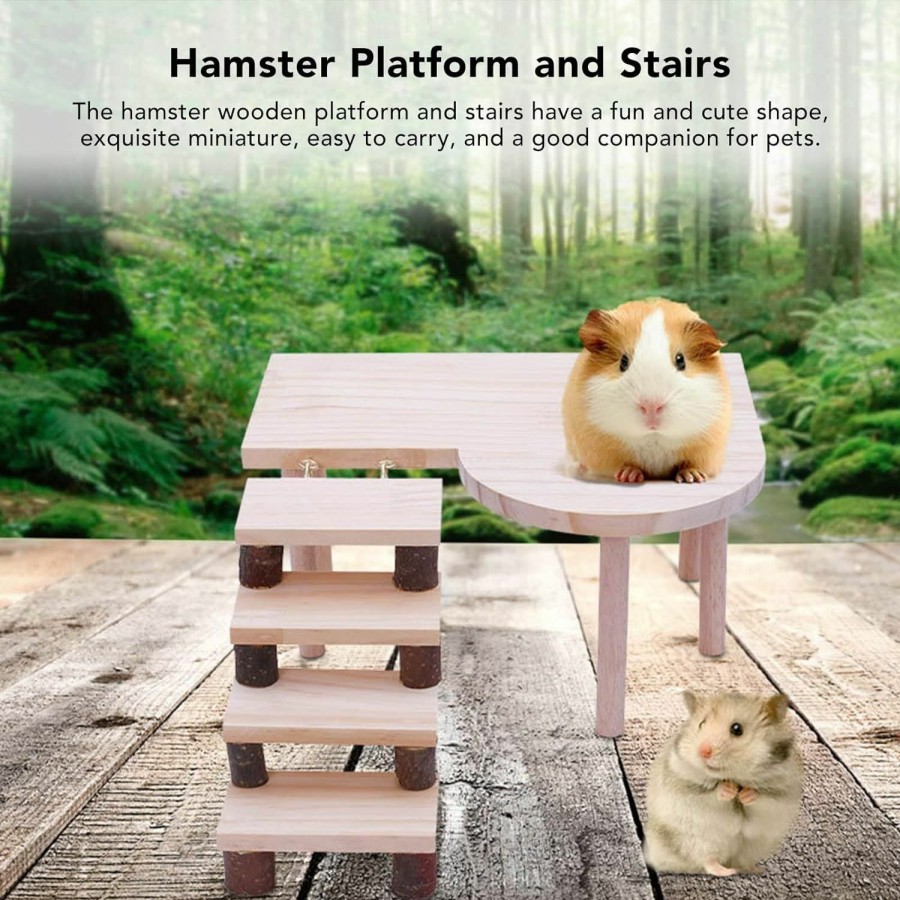 Small Animal GLOGLOW | Gloglow Hamster Wooden Platform And Stairs, Hamster Platform Exquisite For Small Pets For Guinea Pigs