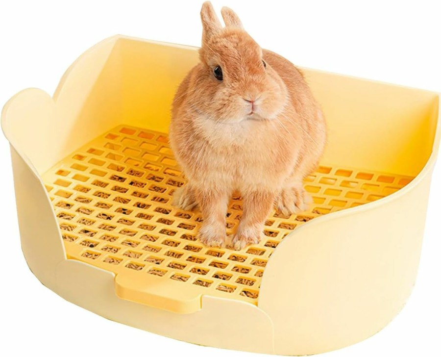 Small Animal Pawsayes | Rabbit Litter Box, Large Rabbit Litter Box For Cage Pet Rabbits Hamsters Guinea Pigs Chinchillas Small Animals, Rabbits Potty Trainer With Bigger Pan Litter Bedding Detachable Toilet For Bunny