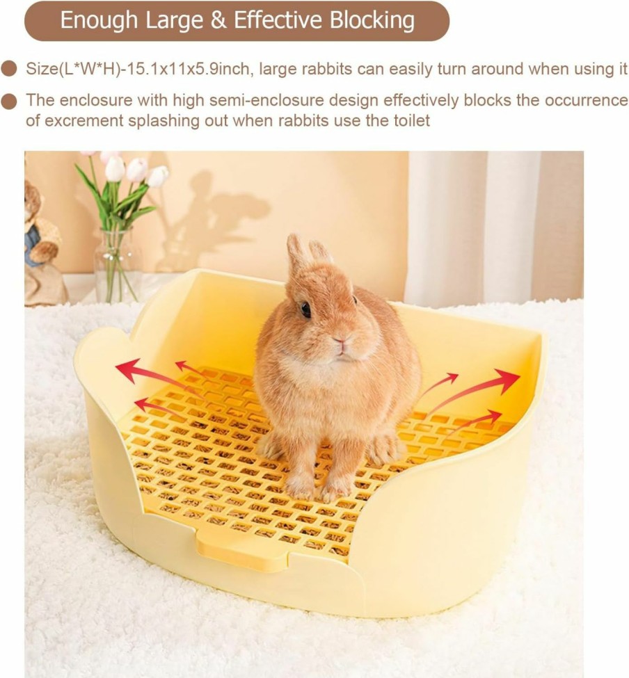 Small Animal Pawsayes | Rabbit Litter Box, Large Rabbit Litter Box For Cage Pet Rabbits Hamsters Guinea Pigs Chinchillas Small Animals, Rabbits Potty Trainer With Bigger Pan Litter Bedding Detachable Toilet For Bunny