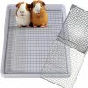 Small Animal FULUE | Guinea Pig Litter Box For Cage With Stainless Steels For Adult Guinea Pig Easy To Clean And With Plastic Gird For Guinea Pig Baby