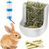 Small Animal kathson | Kathson Rabbit Hay Feeders Ceramic Food Bowl Rack Bunny Water Bottles Dispenser Small Animal Chew Twist For Rabbit Guinea Pig Chinchillas Hamsters