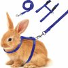 Small Animal POPETPOP | Popetpop Adjustable Pet Rabbit Harness Nylon Bunny Harness Leash Lead - Soft Rabbit Harness And Leash For Walking Running Jogging Outdoor - Bunny Accessories (Blue) Medium