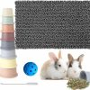 Small Animal IMVNIKA | Imvnika Rabbit Enrichment Toys Set, 8 Pcs Stacking Cups For Rabbits,16\"X 24\"Snuffle Mat For Bunny, Guinea Pig Foraging Mat, Treatsball For Chinchilla Cage Accessories Supplies,Grey