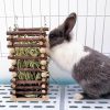 Small Animal Alphatool | Hanging Apple Wood Rabbit Hay Feeder- Wooden Grass Shelf With 2 Hooks Biting Resistant Small Animals Feeding Hay Manager For Chinchilla Bunny Guinea Pig Hamster Gerbil Holiday Presents