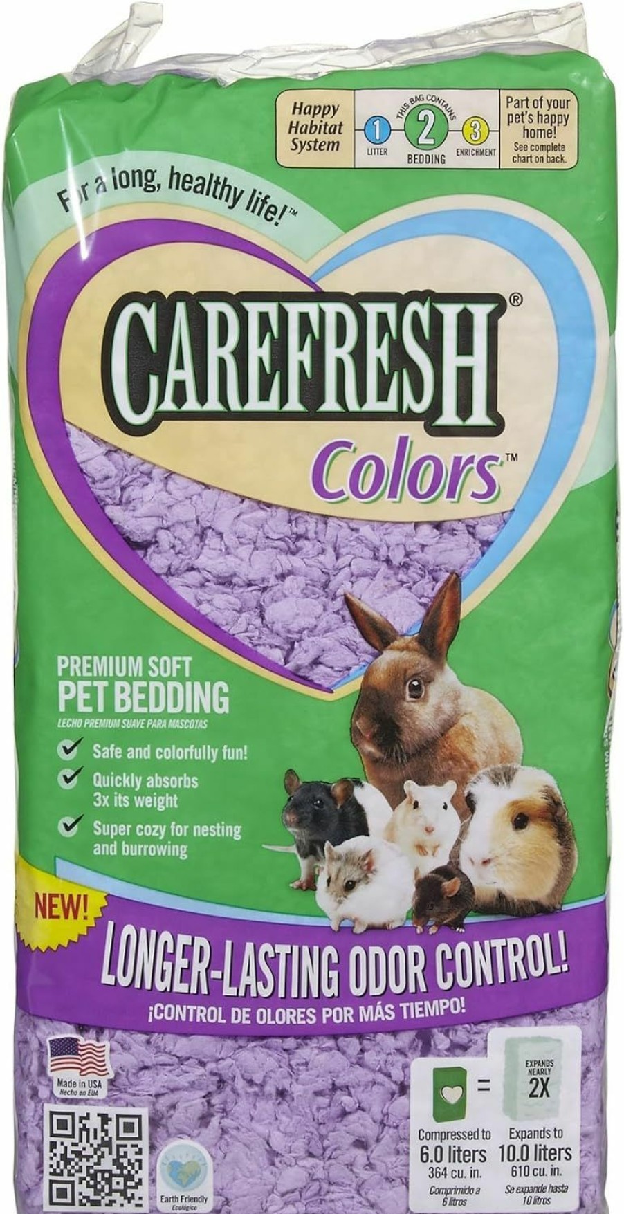 Small Animal Carefresh | Carefresh Colors Premium Soft Bedding, Purple 10L, 2.2 Lbs.